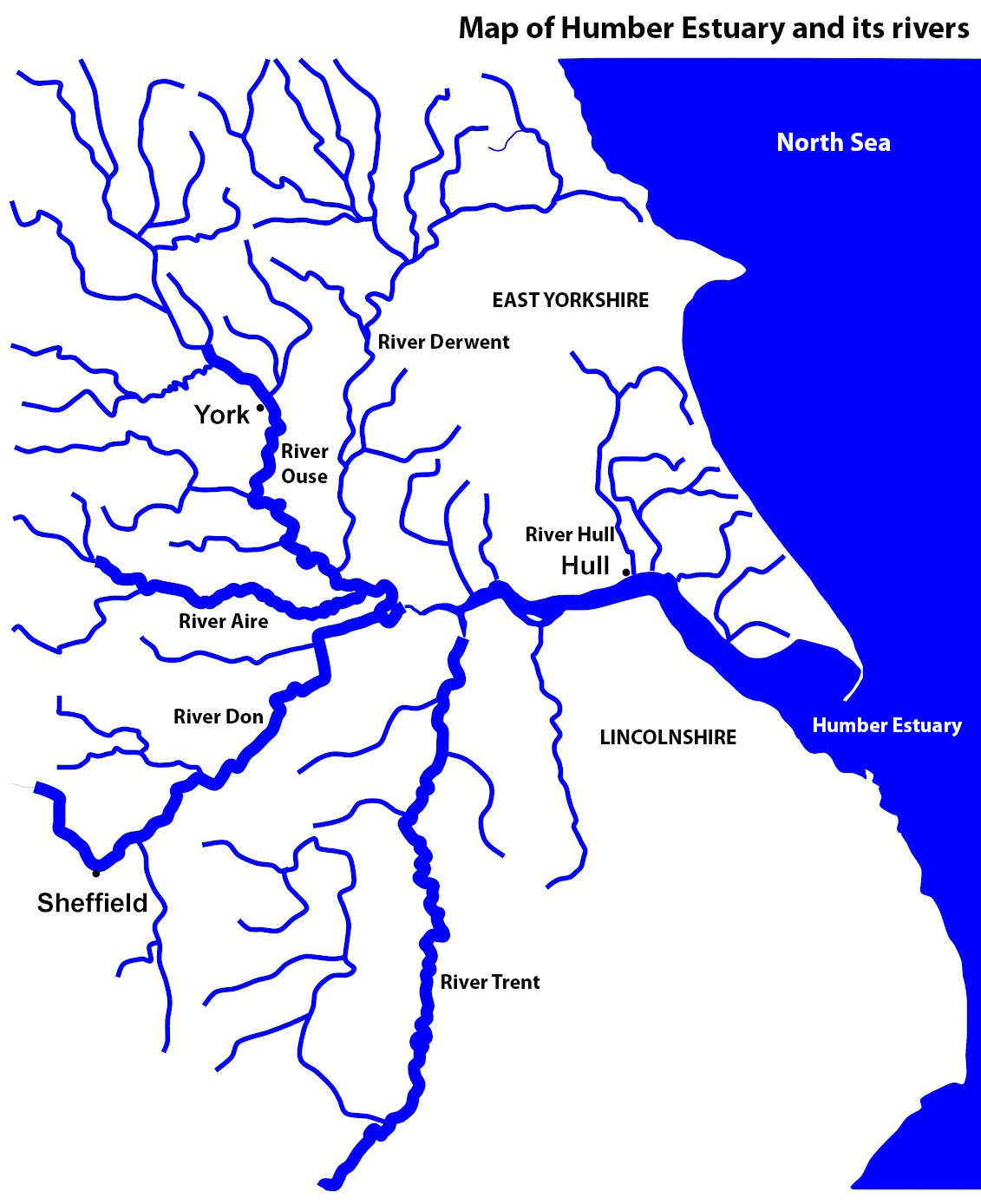 Река Хамбер на карте Великобритании